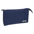 Milan Serie 1918 Estuche Portatodo 5 Compartimentos - Tejido Resistente a las Roturas y Rasgaduras - Medidas 22x12x4cm - Color Azul Oscuro