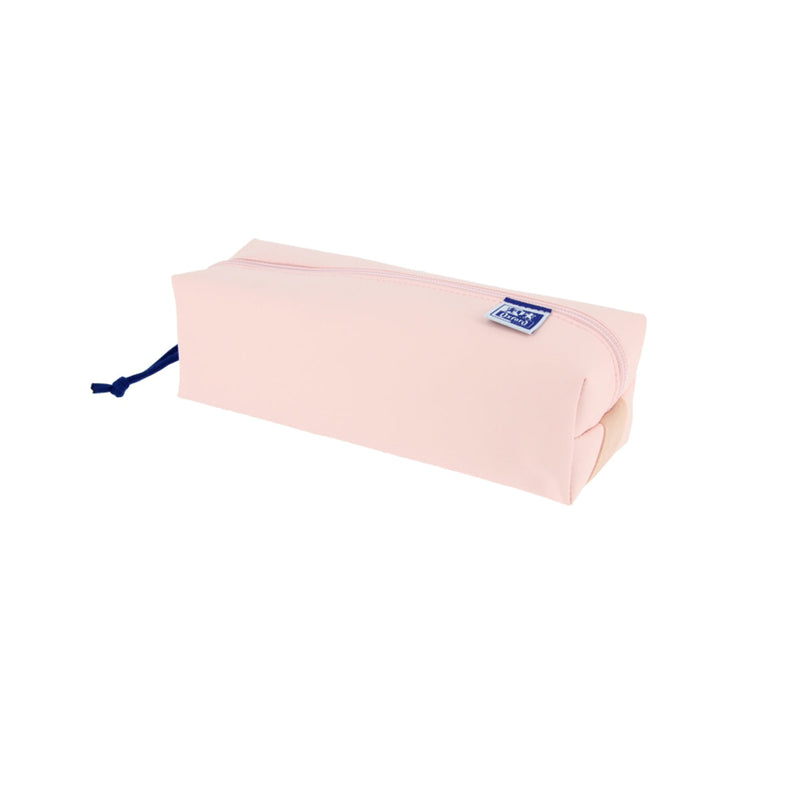 Oxford Live & Go Estuche Cuadrado Grande - Material Acolchado - Goma Elastica para unirlo al Cuaderno - Color Rosa