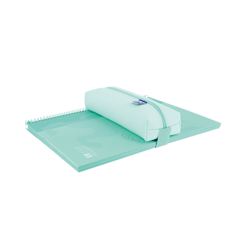 Oxford Live & Go Estuche Rectangular Mediano - Material Acolchado - Goma Elastica para unirlo al Cuaderno - Color Azul