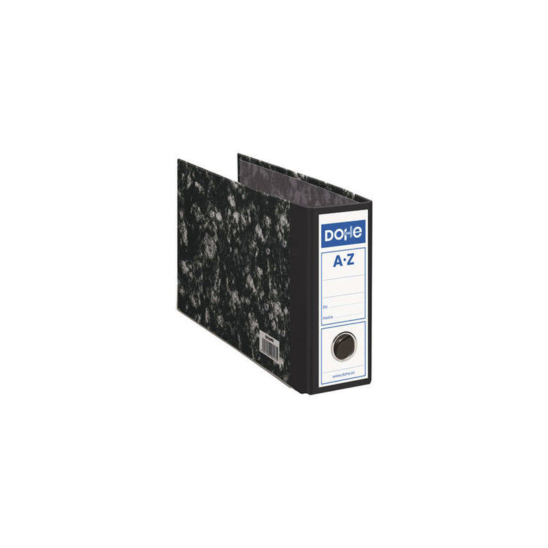 Dohe Archinovo Archivador Jaspeado de Palanca Cuarto Apaisado con Ollao - Carton Forrado con Papel Impreso - Cantoneras Metalicas - Color Negro Jaspeado