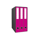 Mariola Box Modulo de 3 Archivadores con Rado 2 Anillas 40mm - Tamaño 35x26x17cm - Carton Forrado - Color Fucsia
