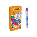 Bic 4 Colours Decors Hydro Boligrafo de Bola Retractil - Punta Media de 1.0mm - Tinta con Base de Aceite - 4 Colores