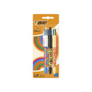 Bic 4 Colours Decors Pack de 3 Boligrafos de Bola Retractil - Punta Media de 1.0mm - Tinta con Base de Aceite - 4 Colores