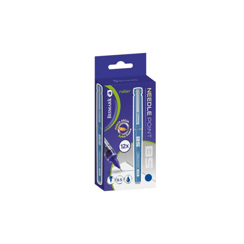 Bismark Boligrafo Tinta Liquida Punta Aguja - Escritura Suave - Alta Precision - Color Azul