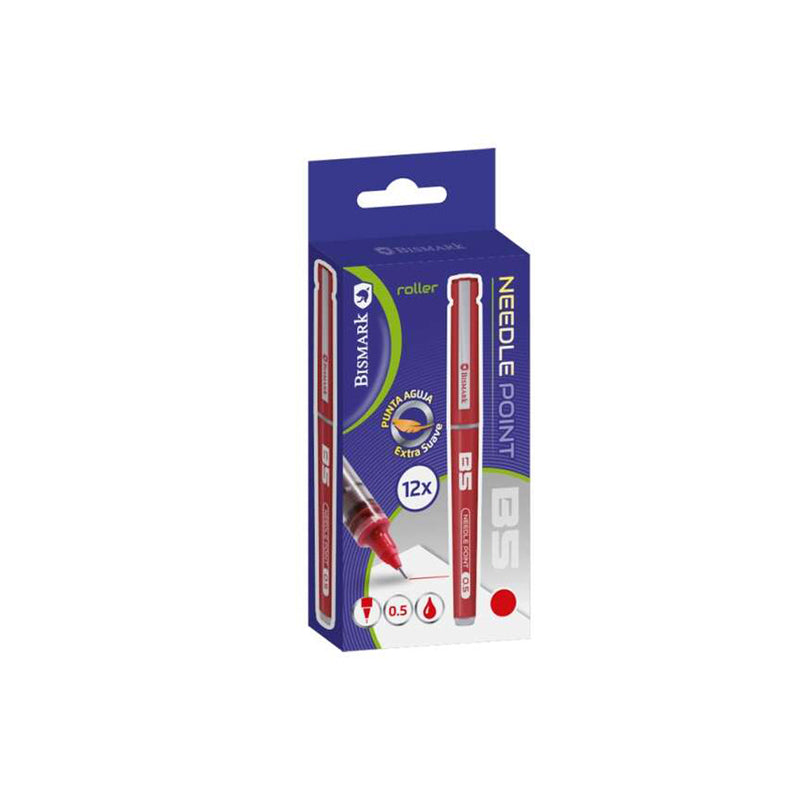 Bismark Boligrafo Tinta Liquida Punta Aguja - Escritura Suave - Alta Precision - Color Rojo