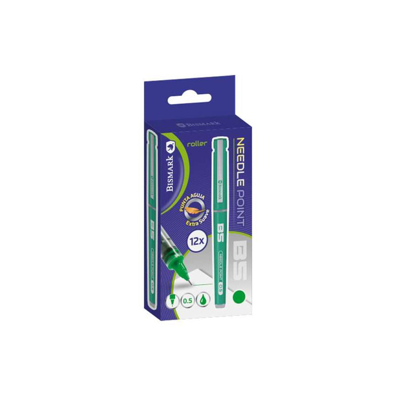 Bismark Boligrafo Tinta Liquida Punta Aguja - Escritura Suave - Alta Precision - Durabilidad Prolongada - Color Verde