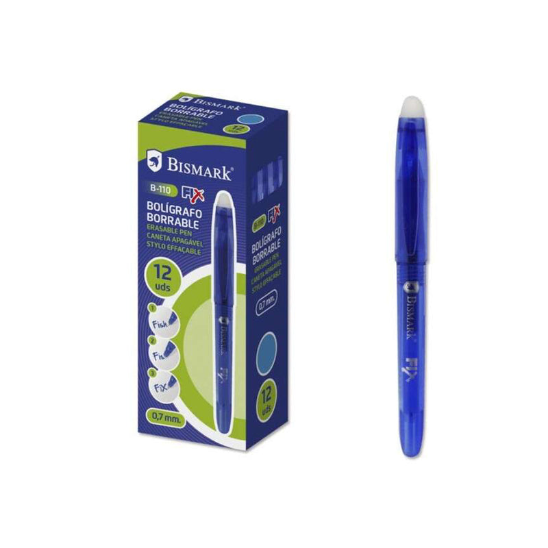 Bismark Fix Boligrafo Borrable - Punta Fina 0.7mm - Con Capuchon - Color Azul