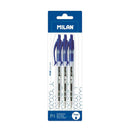 Milan P1 Pack de 3 Boligrafos de Bola Retractiles - Punta Redonda 1mm - Cuerpo Transparente - Color Azul