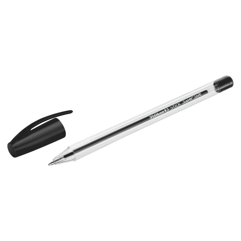 Pelikan Stick Super Soft Boligrafo Trazo 1mm - Tinta Super Fluida - Empuñadura Triangular - Color Negro (50 unidades)