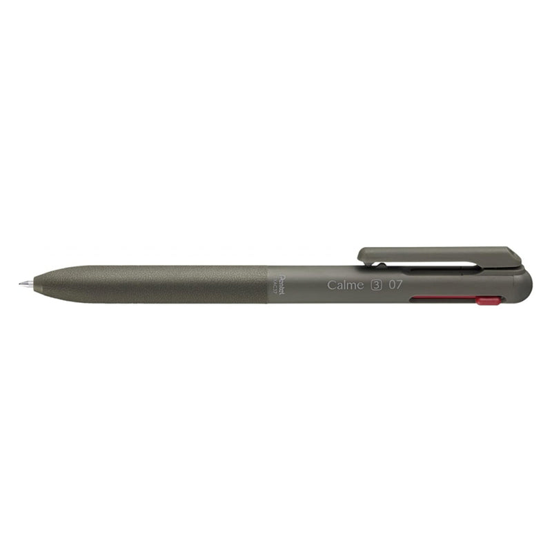 Pentel Calme Boligrafo Retractil de 3 Colores 0.7mm - Cuerpo Color Verde- Colores Tinta Azul, Rojo y Negro