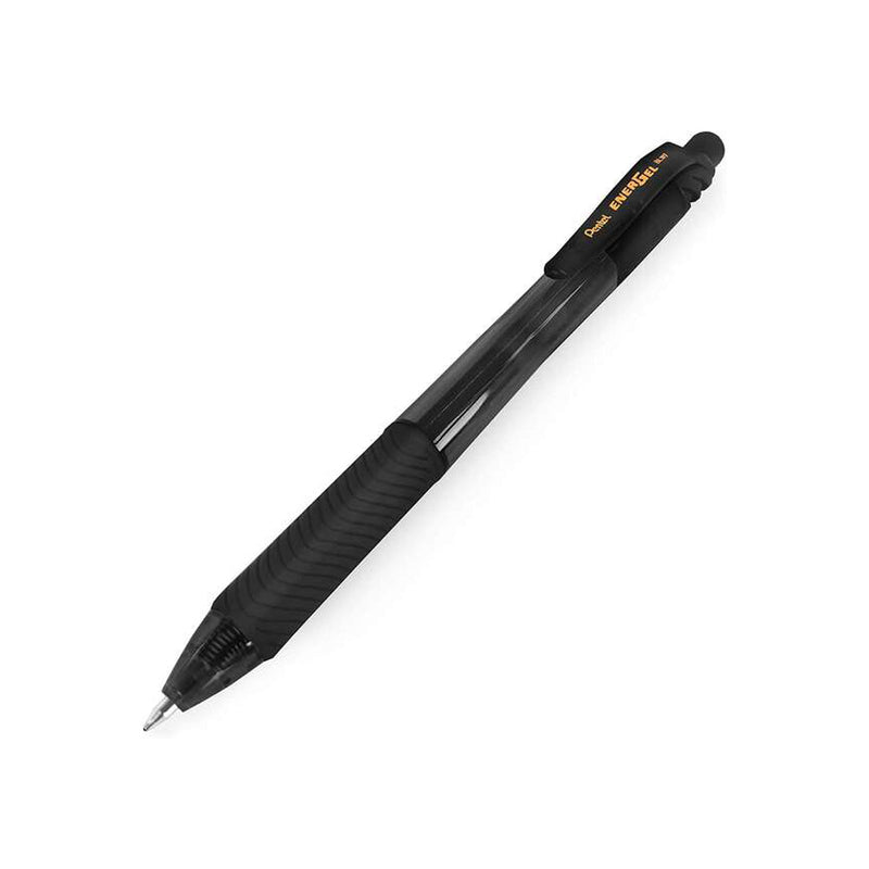 Pentel Energel X Boligrafo de Bola Retractil - Punta 0.7mm - Trazo 0.35mm - Tinta Gel - Recargable - Grip de Agarre - 50% de Materiales Reciclados - Color Negro