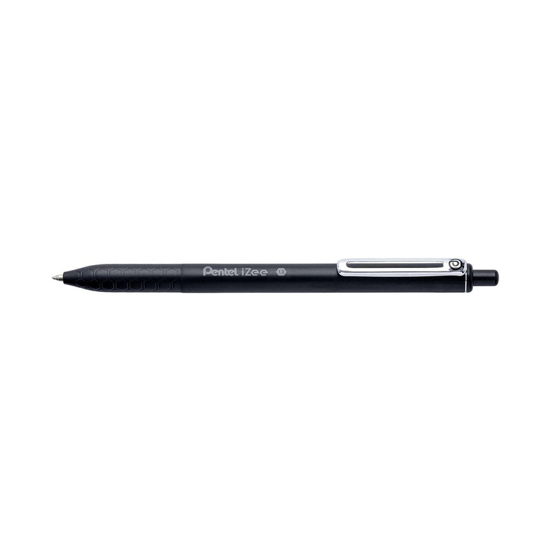 Pentel iZee Boligrafo de Bola Retractil - Punta 0.7mm - Trazo 0.35mm - Clip de Metal - Color Negro