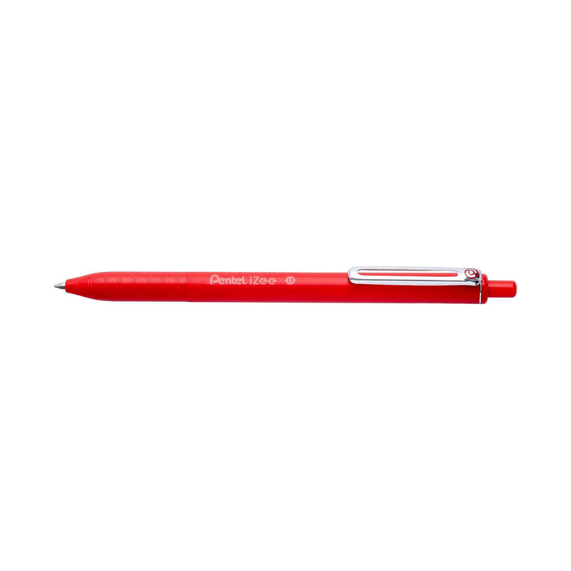 Pentel iZee Boligrafo de Bola Retractil - Punta 0.7mm - Trazo 0.35mm - Clip de Metal - Color Rojo