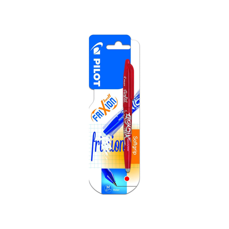 Pilot Frixion Ball Pack de 1 Boligrafo de Gel Borrable - Punta de Bola 0.7mm - Trazo 0.4mm - Grip Ergonomico - Color Rojo