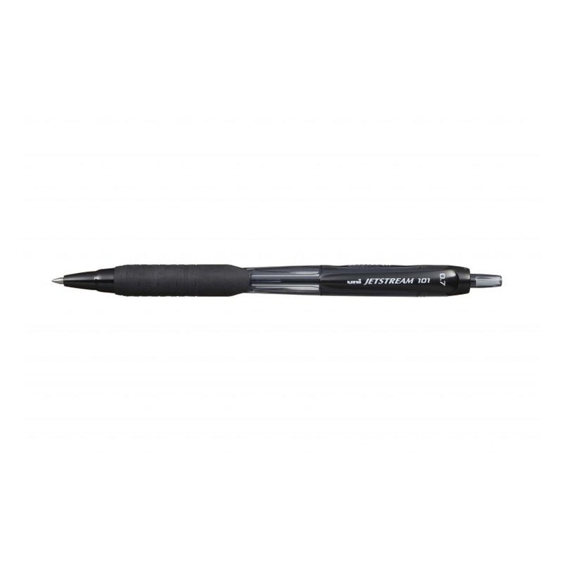 Uni-ball JetStream 101 Boligrafo de Tinta - Punta Bola 0.7mm - Trazo 0.35mm aprox. - Tinta de Secado Instantaneo - Grip de Goma - Color Negro