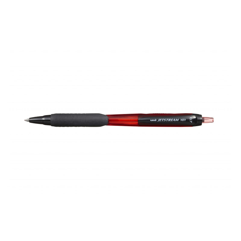 Uni-ball JetStream 101 Boligrafo de Tinta - Punta Bola 0.7mm - Trazo 0.35mm aprox. - Tinta de Secado Instantaneo - Grip de Goma - Color Rojo