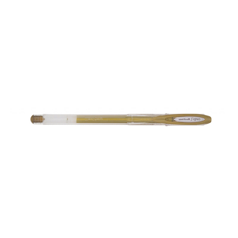Uni-ball Signo Noble Metal UM-120NM Roller de Tinta Gel - Punta de Bola 0.8mm - Tinta Resistente al Agua y Luz - Escribe en Papel Negro y Blanco - Color Oro