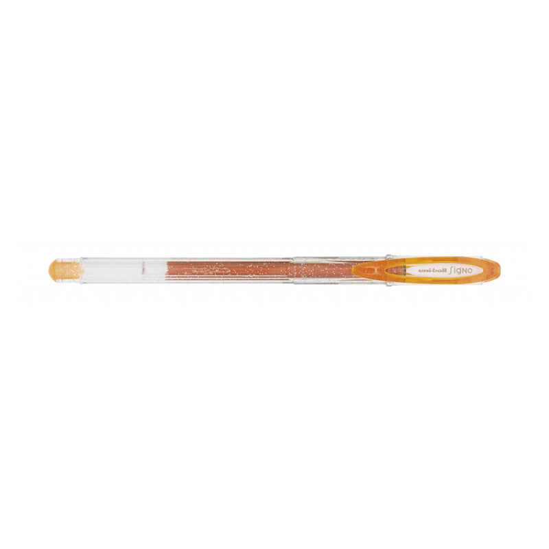 Uni-ball Signo Sparkling UM-120SP Boligrafo de Tinta Gel - Punta de Bola 1mm - Tinta Pigmentada Resistente al Agua y Luz - Efecto Purpurina - Color Naranja