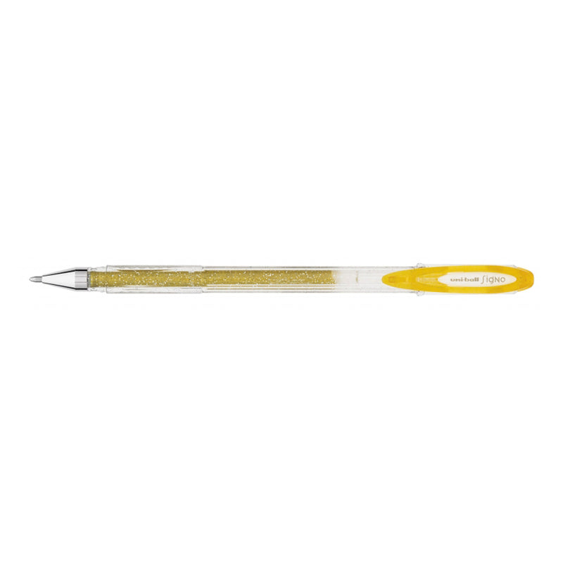 Uni-ball Signo Sparkling UM-120SP Boligrafo de Tinta Gel - Punta de Bola 1mm - Tinta Pigmentada Resistente al Agua y Luz - Efecto Purpurina - Color Oro