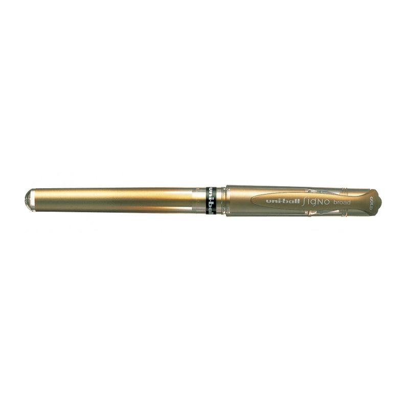 Uni-ball Signo Broad UM-153 Roller de Tinta Gel - Punta de Bola 1mm - Trazo Estilo Pluma - Sujecion de Caucho - Color Oro