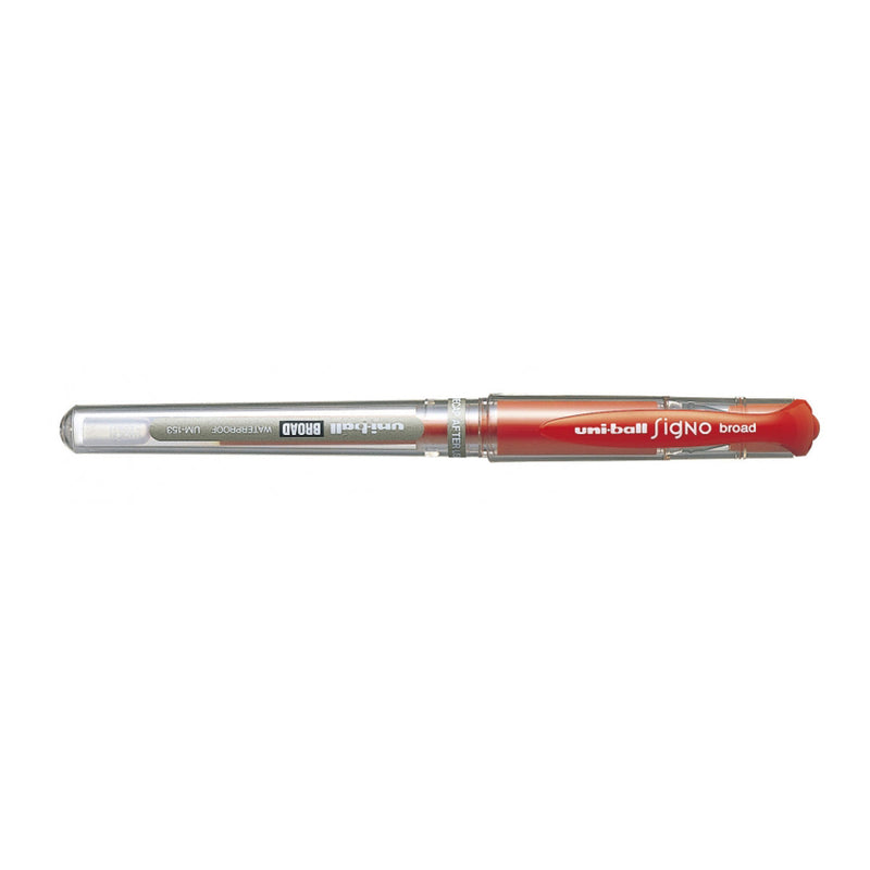 Uni-ball Signo Broad UM-153 Roller de Tinta Gel - Punta de Bola 1mm - Sujecion de Caucho - Color Rojo