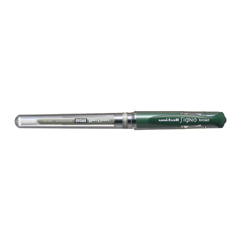 Uni-ball Signo Broad UM-153 Roller de Tinta Gel - Punta de Bola 1mm - Trazo Estilografico - Sujecion de Caucho - Color Verde