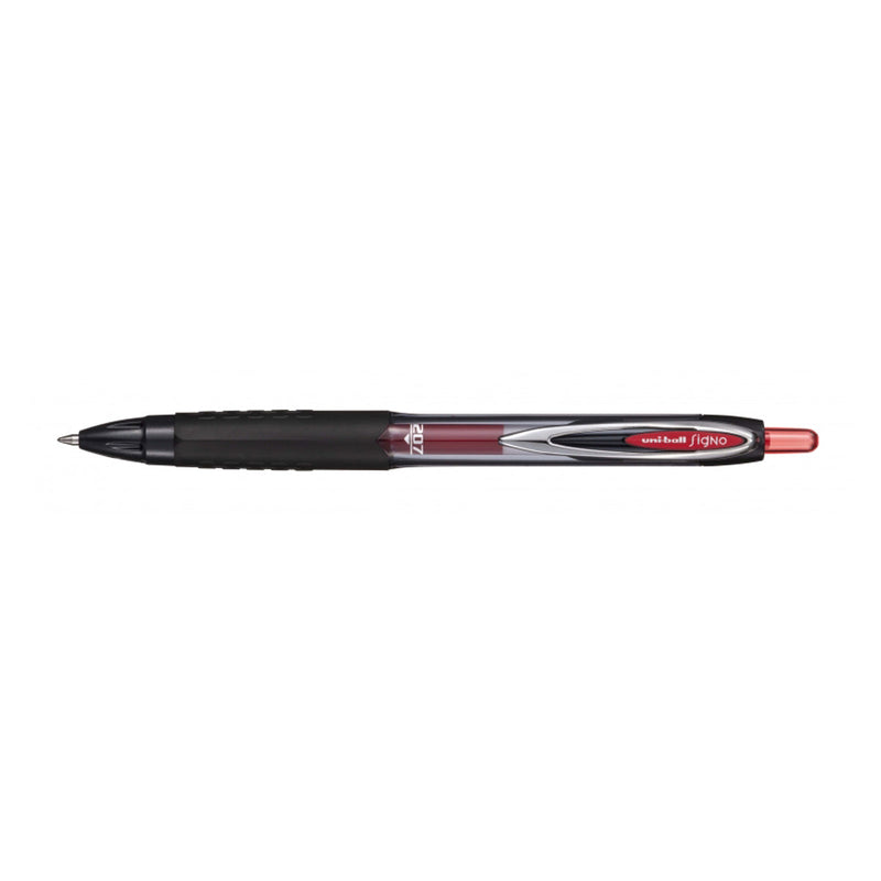 Uni-ball UMN-207E Roller de Tinta - Punta de Bola 0.7mm - Grip de Caucho Antifatiga - Tinta Pigmentada Resistente a Luz y Agua - Color Rojo