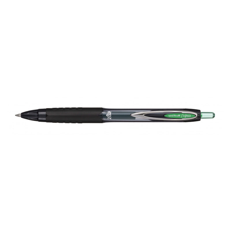 Uni-ball UMN-207E Roller de Tinta - Punta de Bola 0.7mm - Grip de Caucho Antifatiga - Tinta Pigmentada Resistente a Luz y Agua - Color Verde