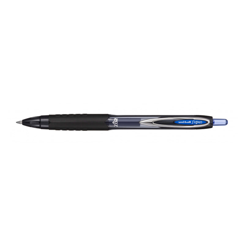 Uni-ball UMN-207E Roller Signo - Punta de Bola 0.7mm - Grip de Caucho Antifatiga - Tinta Pigmentada Resistente a Luz y Agua - Color Azul