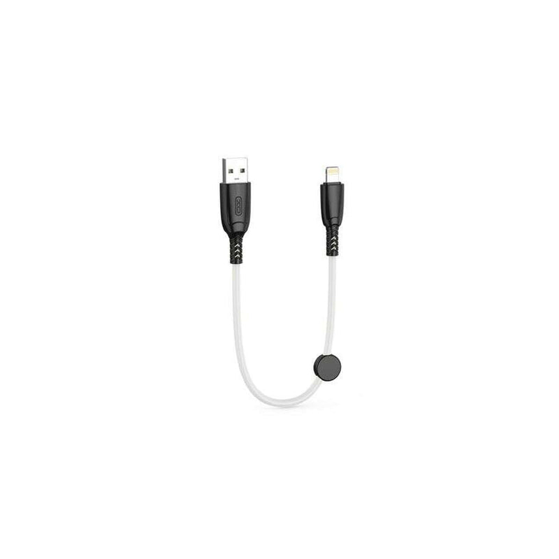XO Cable NB247 Carga Rapida USB - Lightning - 6A - 25cm con Clip - Color Blanco