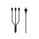 XO Cable de Carga Rapida 3 en 1 - Micro, Tipo C y Lightning a USB - 1m - Color Negro