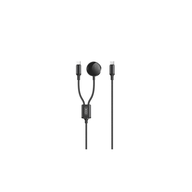XO Cable USB 2 en 1 - 60W - Tipo C + Carga Magnetica Apple Watch - 1 Metro - Color Negro