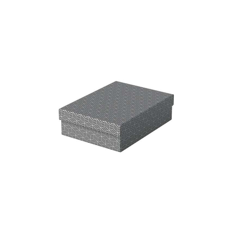 Esselte Pack de 3 Cajas Medianas de Almacenamiento con Tapa 265x100x360mm - Carton 100% Reciclado y Reciclable - Diseño Gris con Dibujo