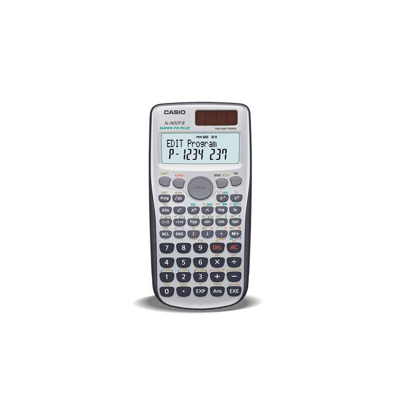 Casio FX-3650PII Calculadora Programable de Sobremesa - Pantalla de 2 Lineas - 279 Funciones - 360 Pasos de Programacion - Alimentacion con Pilas y Solar