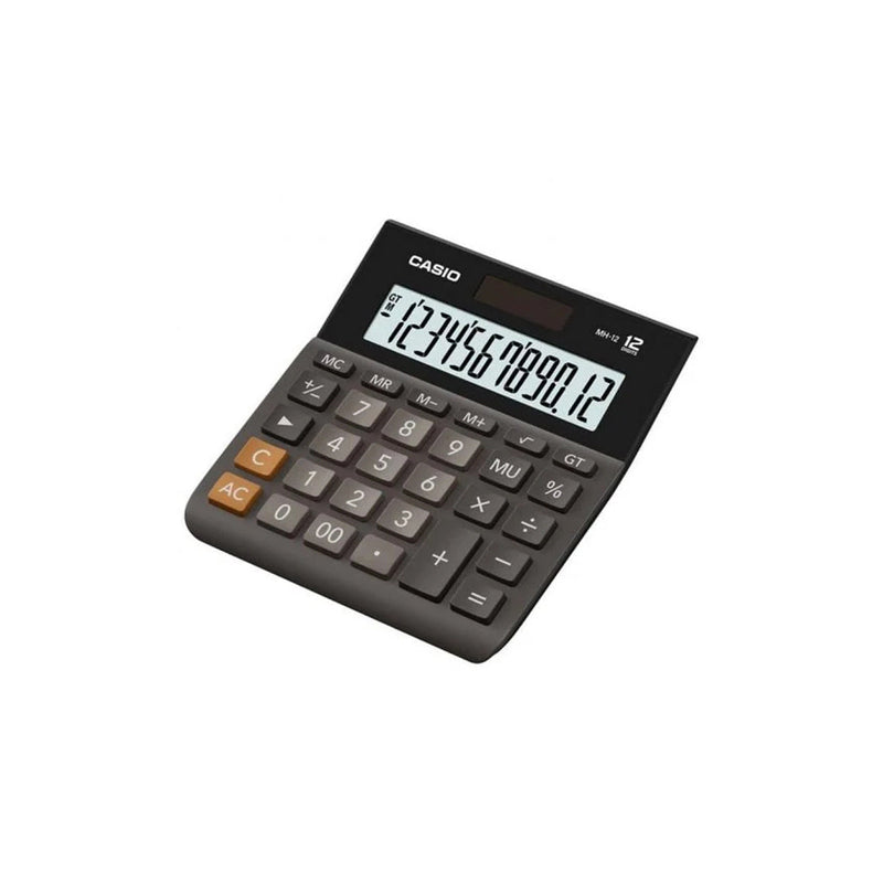 Casio MH-12 Calculadora de Sobremesa - Pantalla Extragrande LCD de 12 Digitos - Solar y Pilas - Color Negro