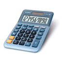 Casio MS-100EM Calculadora de Sobremesa Pequeña - Pantalla LCD de 10 Digitos - Alimentacion Solar y Pilas - Color Azul