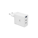 Ewent EW1323 Cargador USB-3 Puertos - Salida Maxima 65W - 1 USB A y 2 USB C - Color Blanco