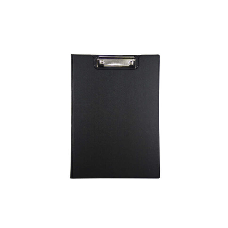 Dohe Carpeta A4 con Pinza de Presion - Tapa de Carton Forrado PVC Opaco - Bolsillo Interior - Color Negro