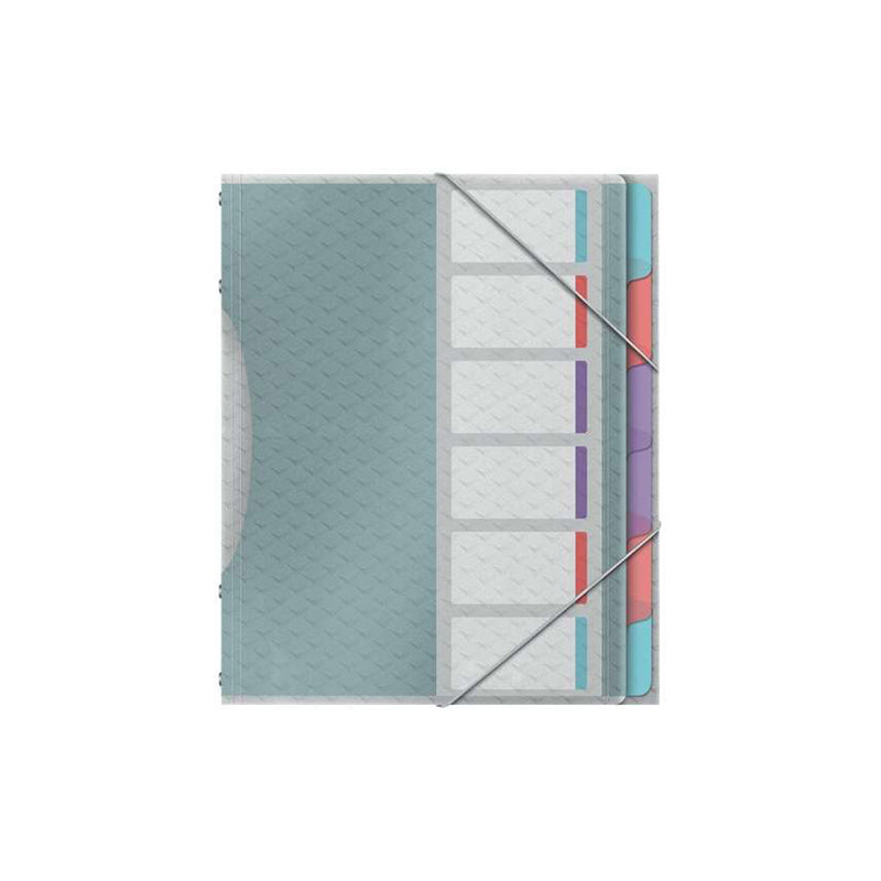 Esselte Colour'Breeze Clasificador con 6 Pestañas Multicolor - Para Formato A4 - 3 Solapas en la Contraportada - Polpropileno en Relieve - Cierre con Goma Elastica - Color Translucido