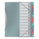 Esselte Colour'Breeze Clasificador con 12 Pestañas Multicolor - Para Formato A4 - 3 Solapas en la Contraportada - Polpropileno en Relieve - Cierre con Goma Elastica - Color Translucido
