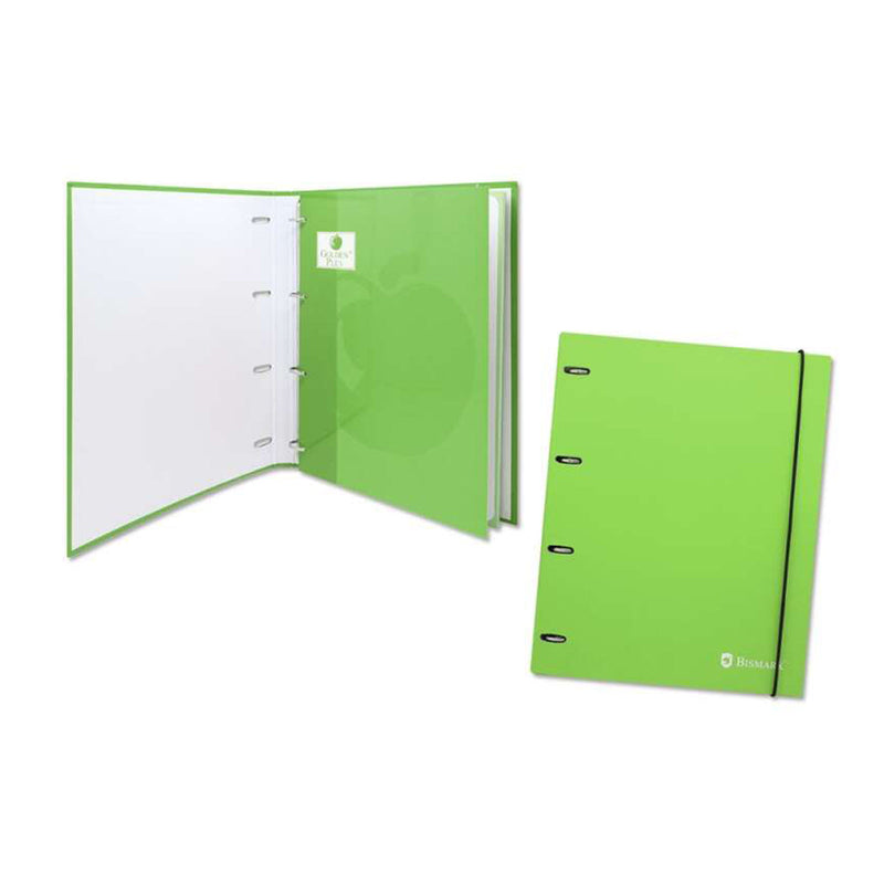 Bismark Carpeta de 4 Anillas con 80 Hojas Cuadricula 4x4 - Formato A4 - Fabricada en Carton - Color Verde