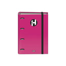 Dohe Serie Icon Carpeta de 4 Anillas Formato A4 con Recambio de 100 Hojas de 90 gr y 4 Taladros - Cierre con Goma Elastica - Anillas de 35mm - Color Rosa Fucsia