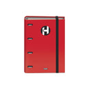 Dohe Serie Icon Carpeta de 4 Anillas Formato A4 con Recambio de 100 Hojas de 90 gr y 4 Taladros - Cierre con Goma Elastica - Anillas de 35mm - Color Rojo