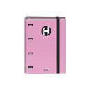 Dohe Serie Icon Carpeta de 4 Anillas Formato A4 con Recambio de 100 Hojas de 90 gr y 4 Taladros - Cierre con Goma Elastica - Anillas de 35mm - Color Rosa