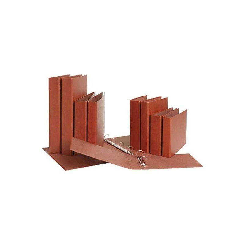 Mariola Carpeta Archivador de 2 Anillas Carton Gofrado Cuero - Tamaño Cuarto Natural - Anillas Redondas 25mm - Medidas 24x21x4cm - Color Marron