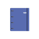 Enri Carpeta de Anillas A4+ con Recambio de 100 Hojas 80gr Cuadricula 5x5 con Bandas de Color - 4 Anillas 35mm - Tapa Extradura Brillante - Color Azul