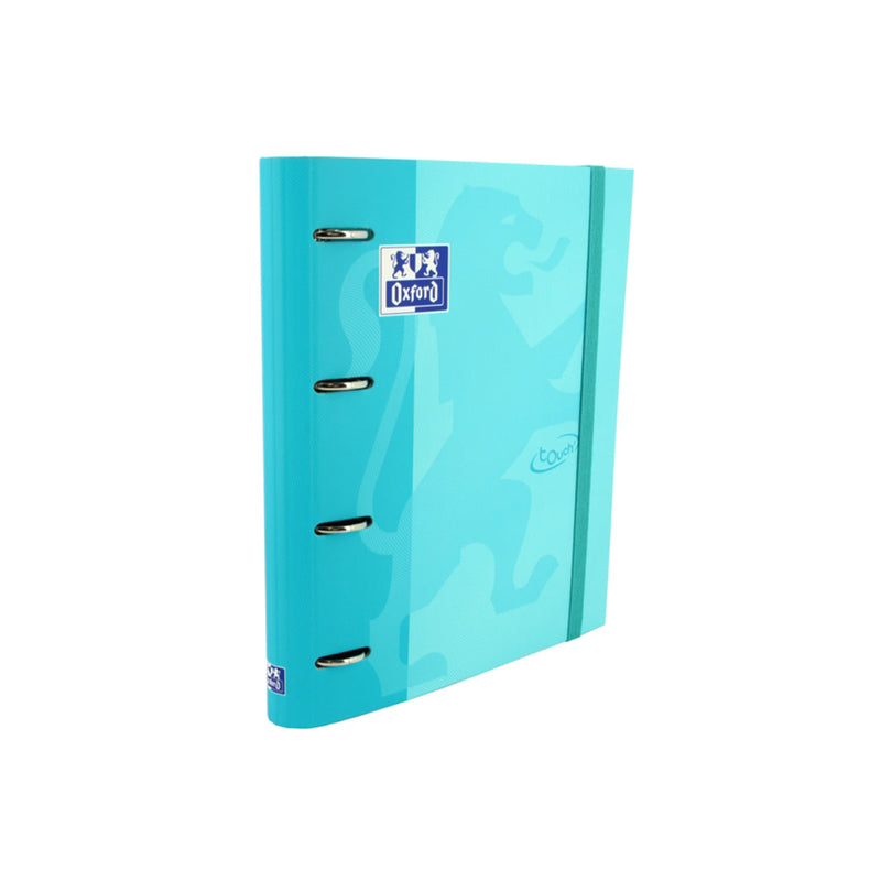 Oxford Europeanbinder Touch A4+ Carpeta de Anillas con Recambio Cuadricula 5x5 - Tapa Extradura - Cierre con Goma Elastica - Color Azul Pastel