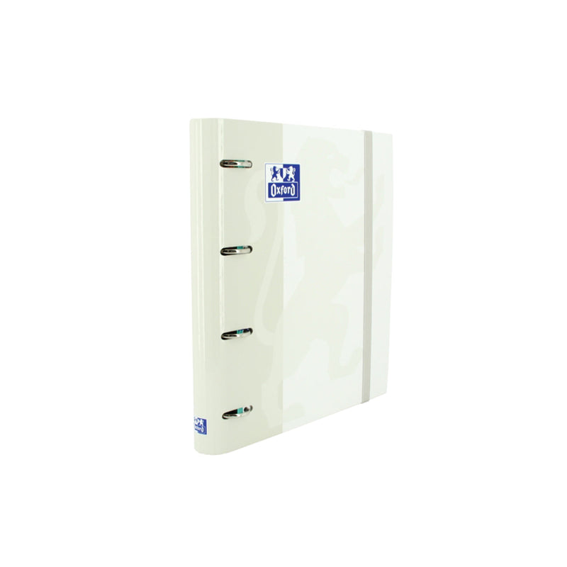 Oxford Europeanbinder Classic A4+ Carpeta de Anillas con Recambio Cuadricula 5x5 - Tapa Extradura - Cierre con Goma Elastica - Color Blanco