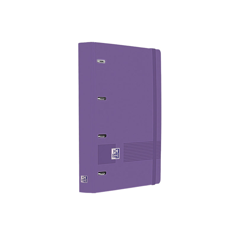 Oxford Europeanbinder Live & Go A4+ Carpeta Tamaño A4+ con Recambio de 100 Hojas Cuadricula 5x5mm - Tapa de Plastico Polyfoam - Cierre con Goma - Color Lila