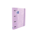 Oxford Europeanbinder Touch A4+ Carpeta de Anillas con Recambio Cuadricula 5x5 - Tapa Extradura - Cierre con Goma Elastica - Color Malva Pastel